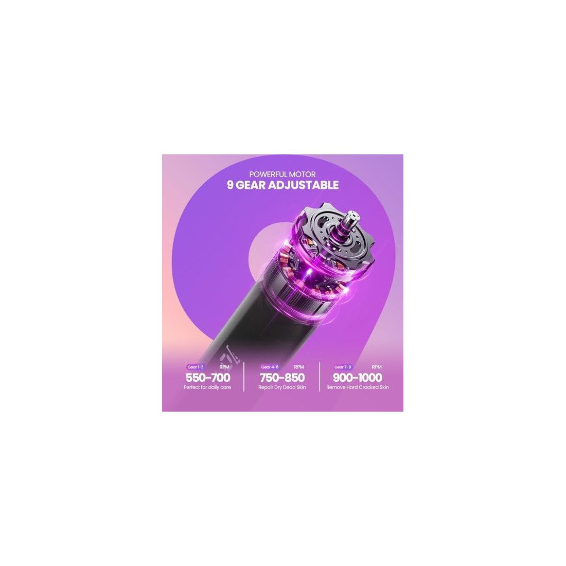 Pila electrica pentru calcaie si unghii, Mosthink 2 în 1, Aparat pedichiura, 9 Viteze, Reîncărcabil, Negru