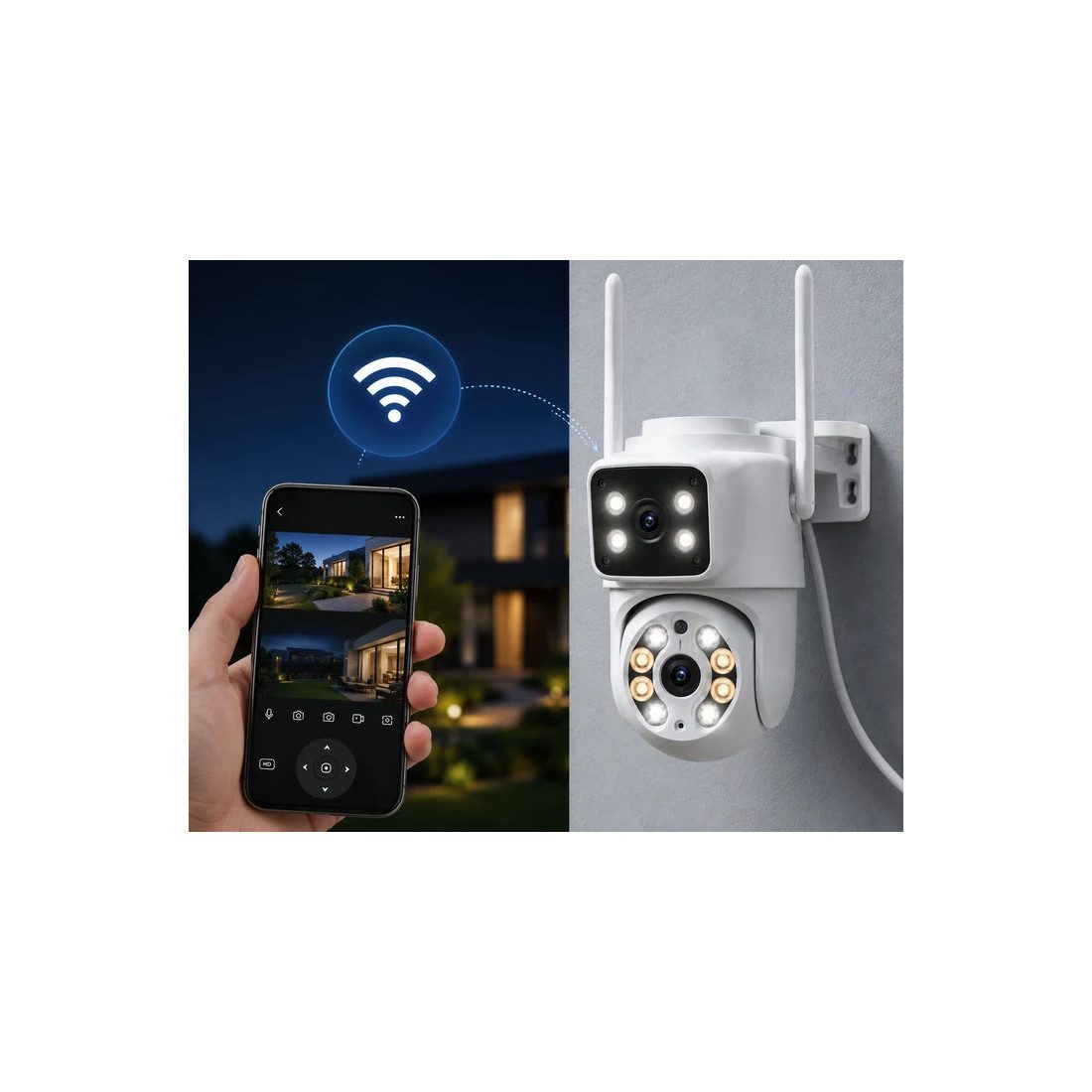 Camera De Supraveghere Dubla Jortan JT-8660, WiFi, Full HD 1080P, Rotire 360°, Vedere Nocturna