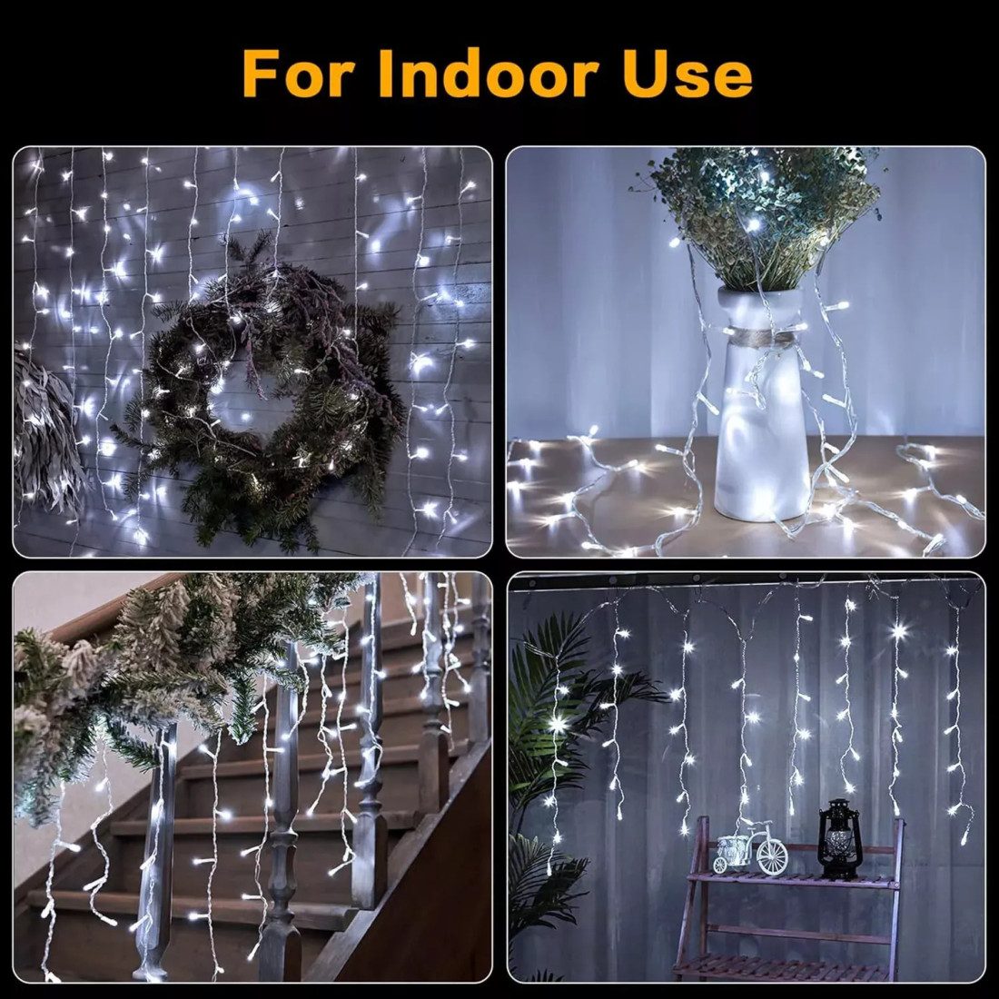 Pachet de 2  instalatii de 12m, interconectabile, 600 LED-uri tip turturi,  franjuri, Craciun, diverse culori, lungime 24m