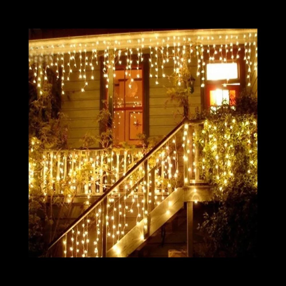 Pachet de 2 instalatii de 12m, interconectabile, 600 LED-uri tip turturi, franjuri, Craciun, diverse culori, lungime 24m