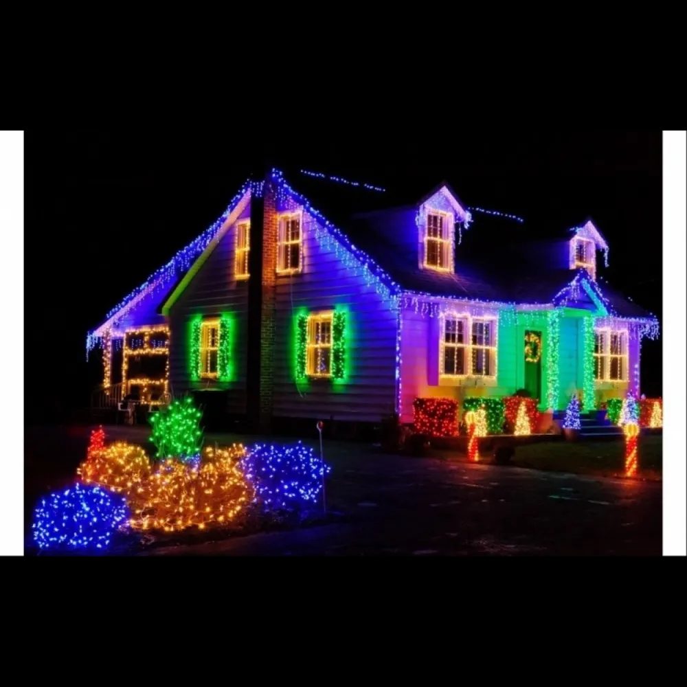 Pachet de 2 instalatii de 12m, interconectabile, 600 LED-uri tip turturi, franjuri, Craciun, diverse culori, lungime 24m