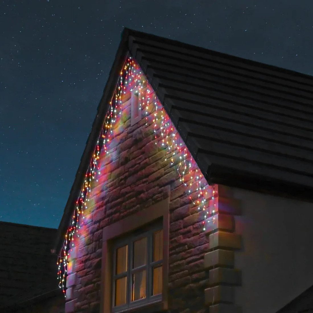 Pachet de 2  instalatii de 12m, interconectabile, 600 LED-uri tip turturi,  franjuri, Craciun, diverse culori, lungime 24m
