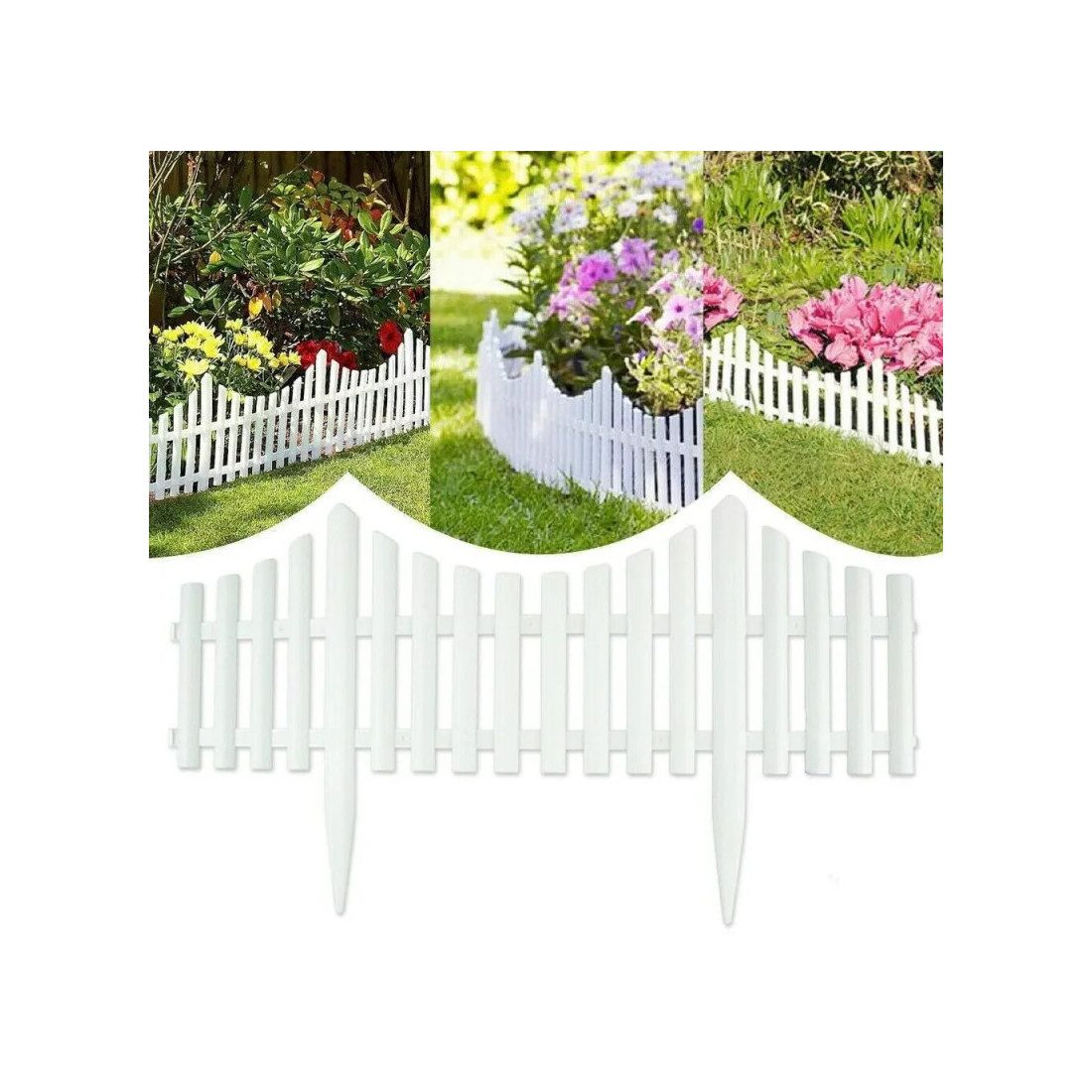 Set 10 garduri decorative din plastic, 60 x 32 cm, ALB