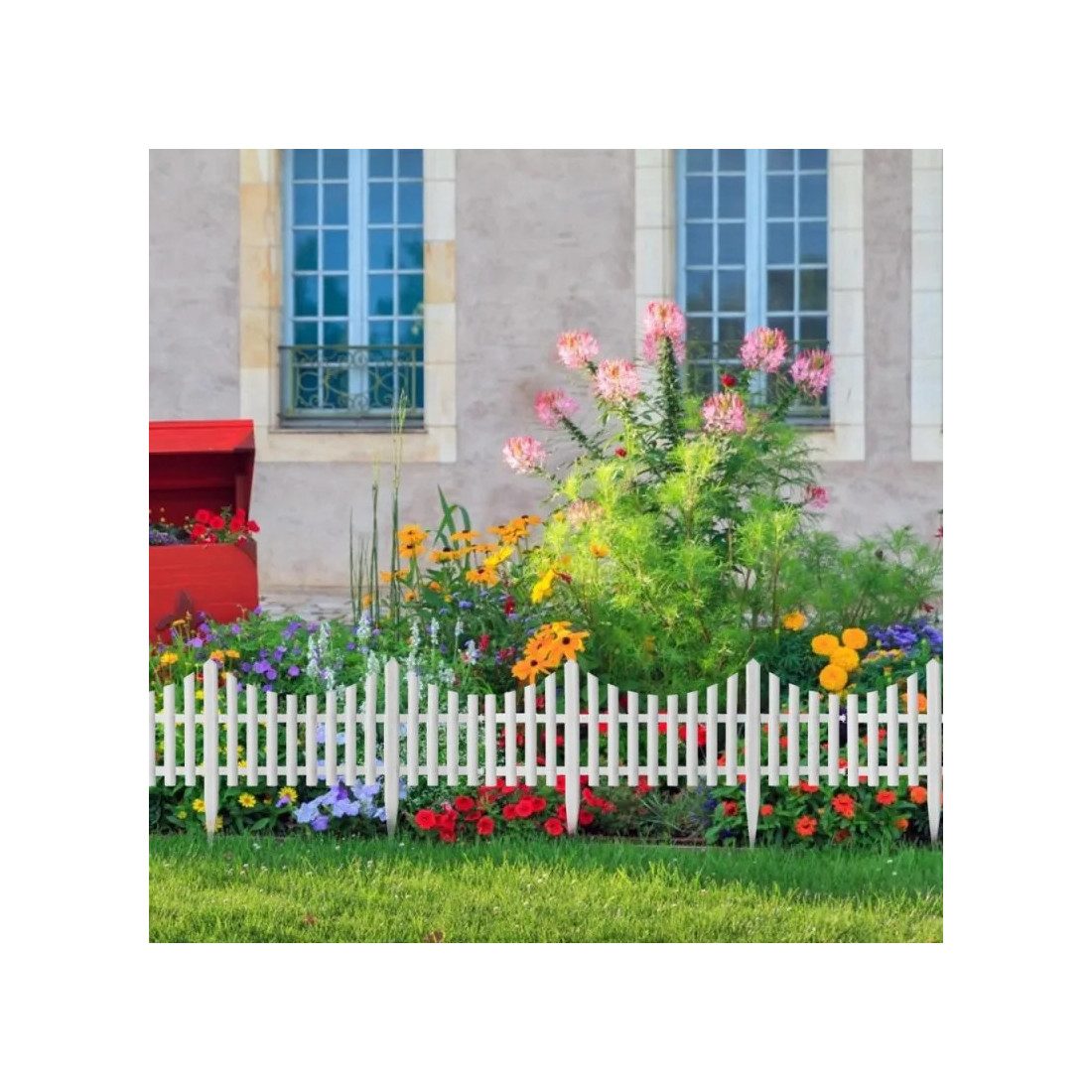 Set 10 garduri decorative din plastic, 60 x 32 cm, ALB