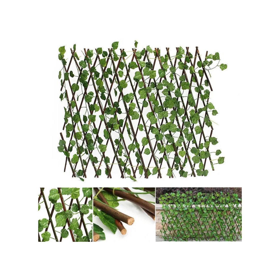 Gard artificial cu frunze verzi, 250 x 100 cm