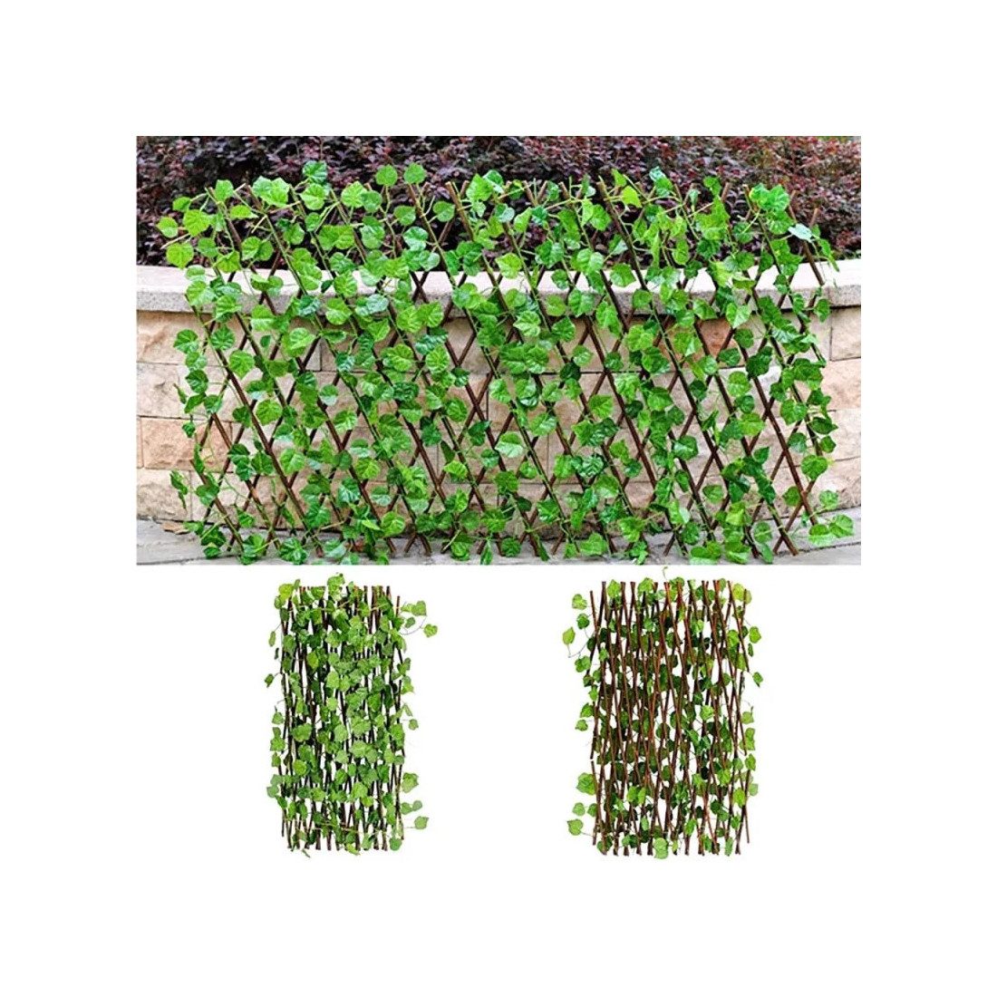 Gard artificial cu frunze verzi, 250 x 100 cm