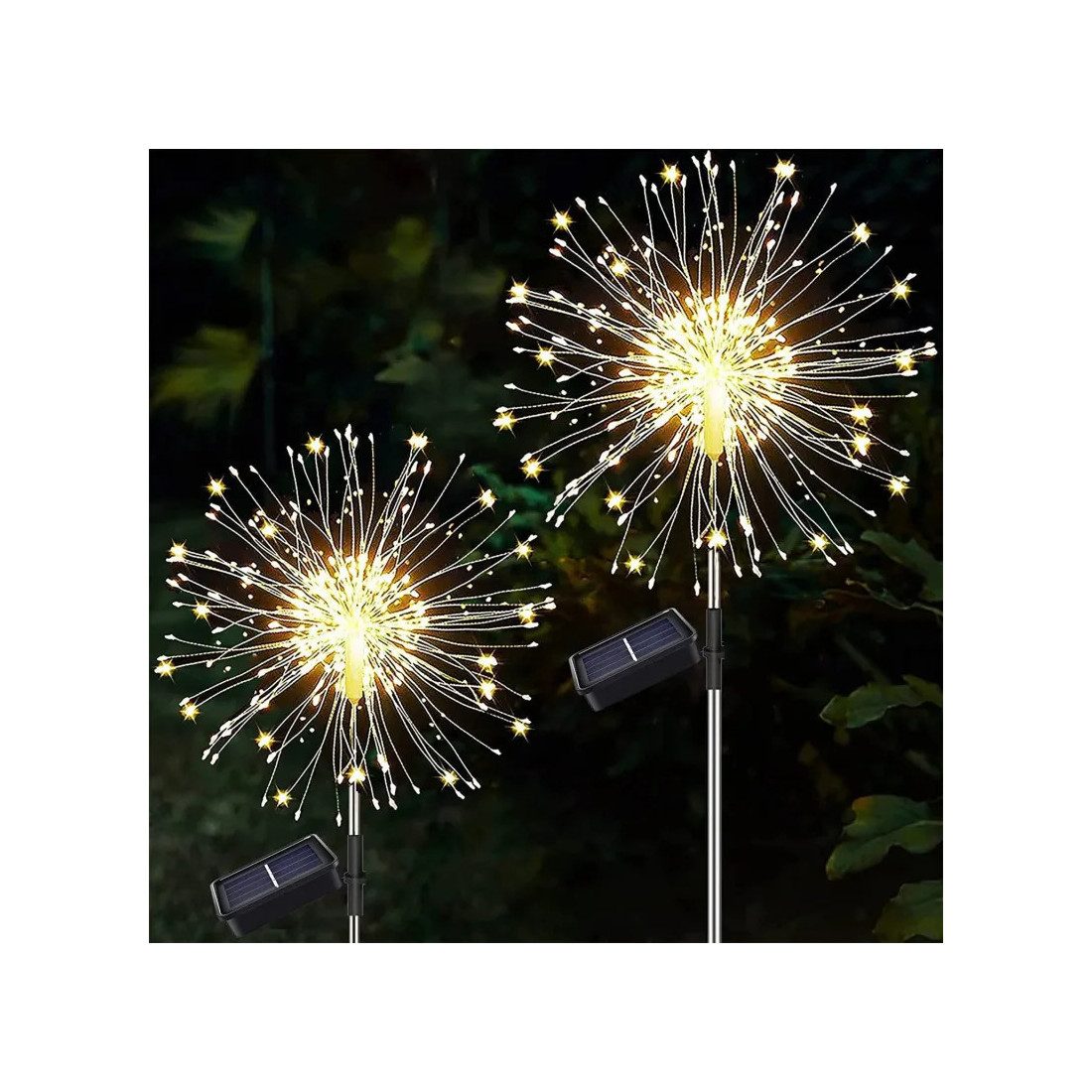 Set 2 x Lampa Solara Artificii cu Suport Metalic, Diverse culori