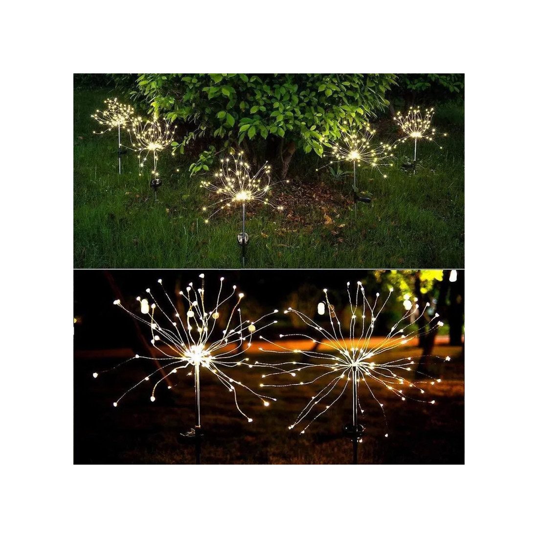 Set 2 x Lampa Solara Artificii cu Suport Metalic, Diverse culori