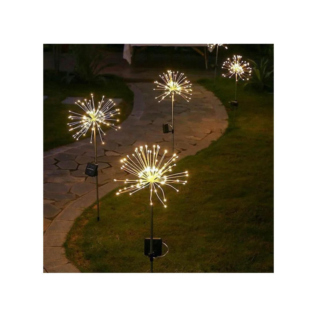 Set 2 x Lampa Solara Artificii cu Suport Metalic, Diverse culori