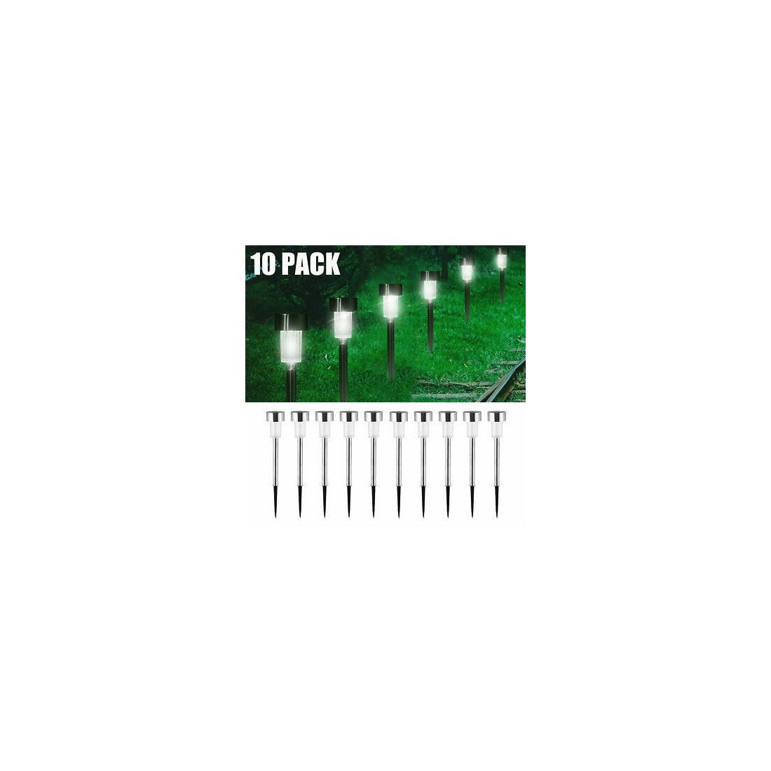 Set 10x Lampa solara gradina, LED , exterior, IP 44, H 30 cm