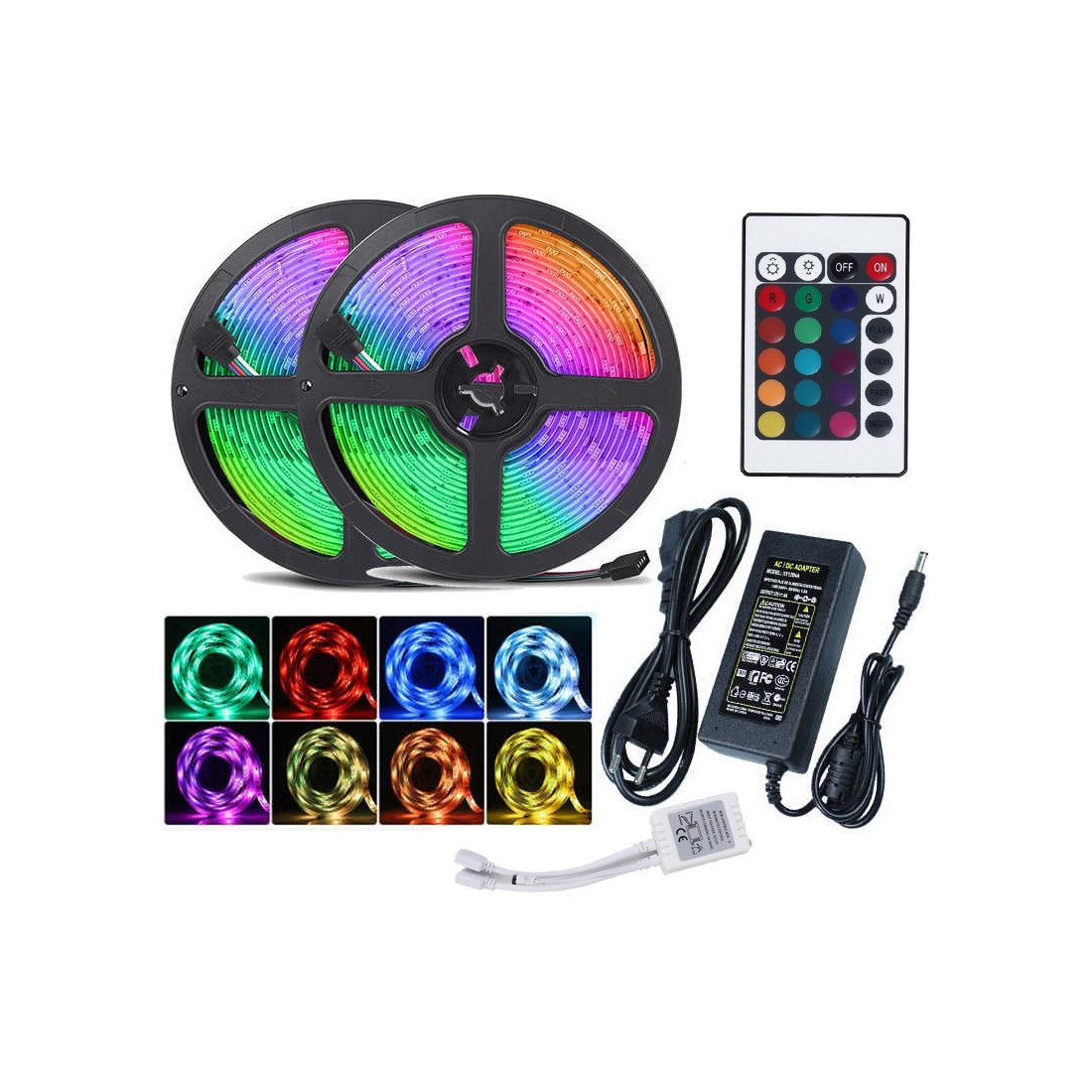Banda LED SMD 10m , cu telecomanda si joc de lumini, interior