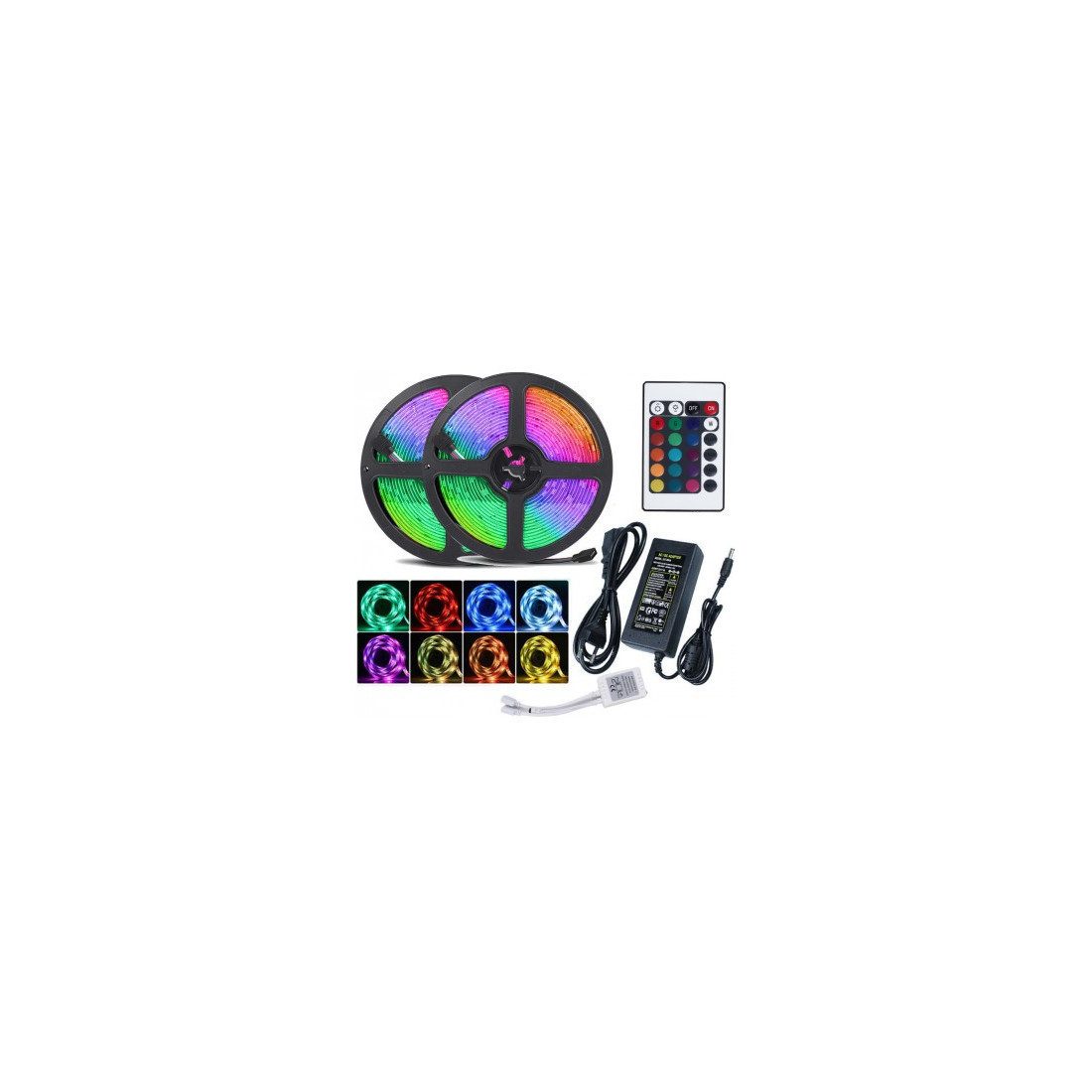 Banda LED SMD 10m , cu telecomanda si joc de lumini, interior