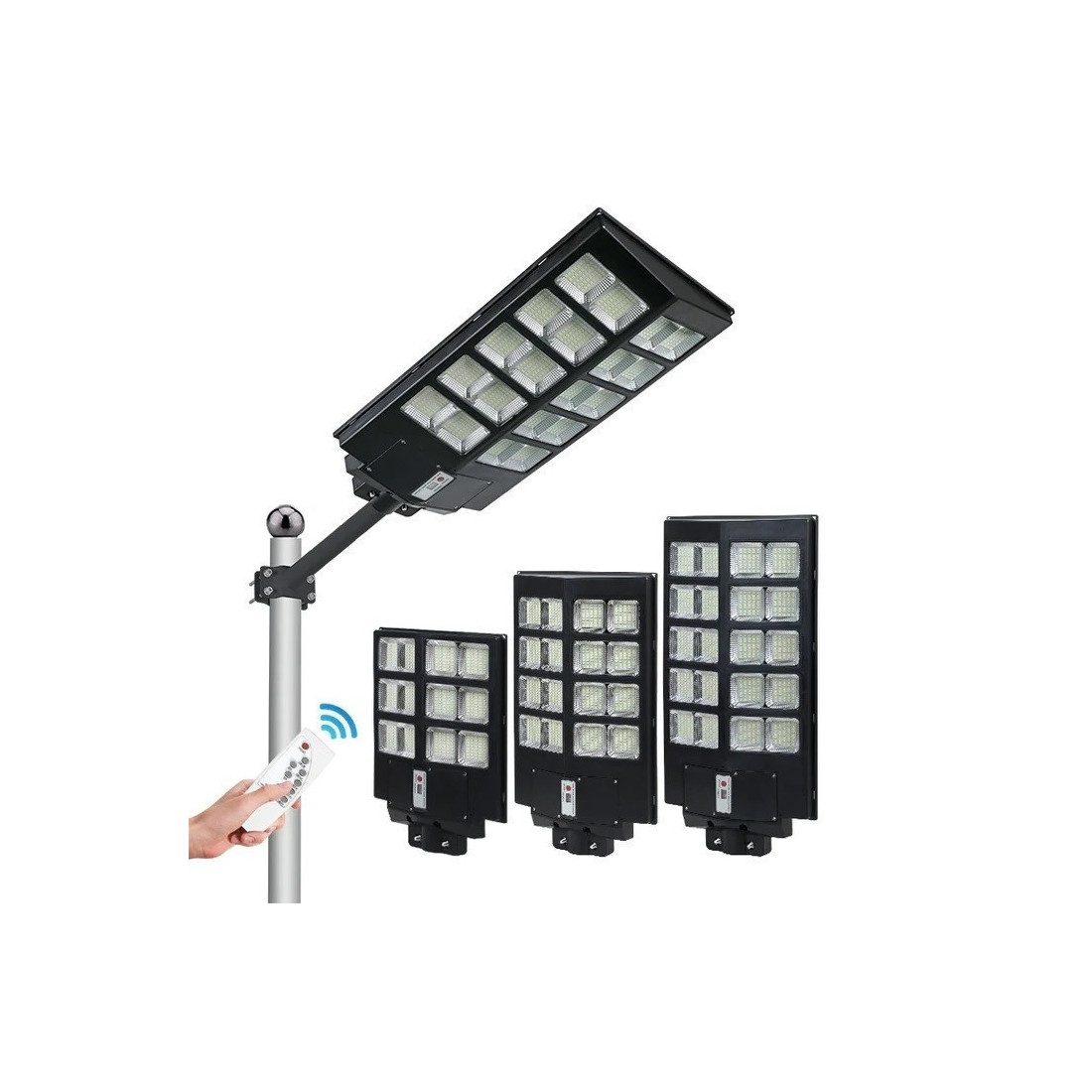 Lampa Solara Dubla Jortan 800W/1000W, 342 LED, Senzor Crepuscular, Telecomanda, Baterie 24000-30000mAh, Picior Metalic