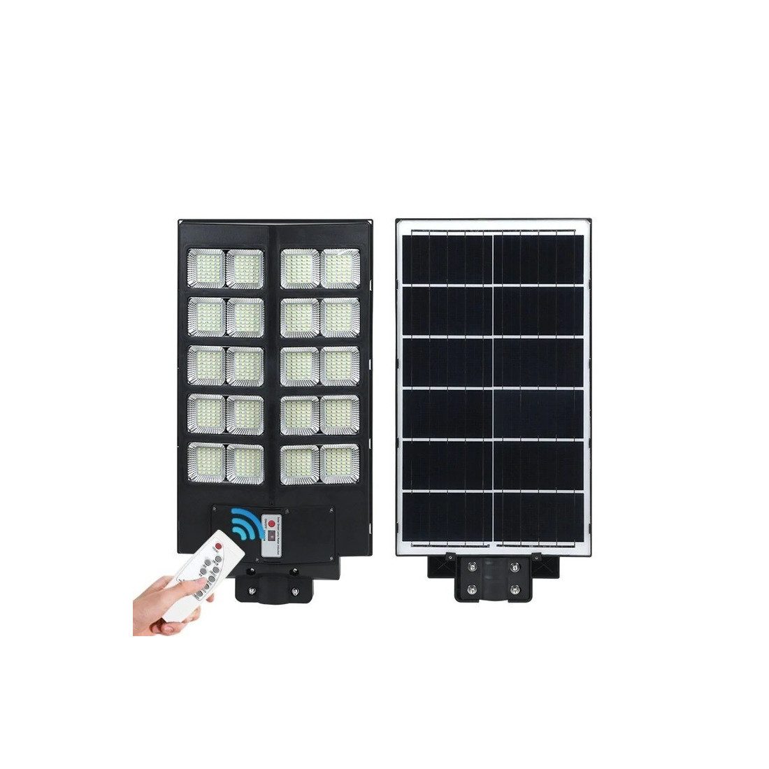 Lampa Solara Dubla Jortan 800W/1000W, 342 LED, Senzor Crepuscular, Telecomanda, Baterie 24000-30000mAh, Picior Metalic