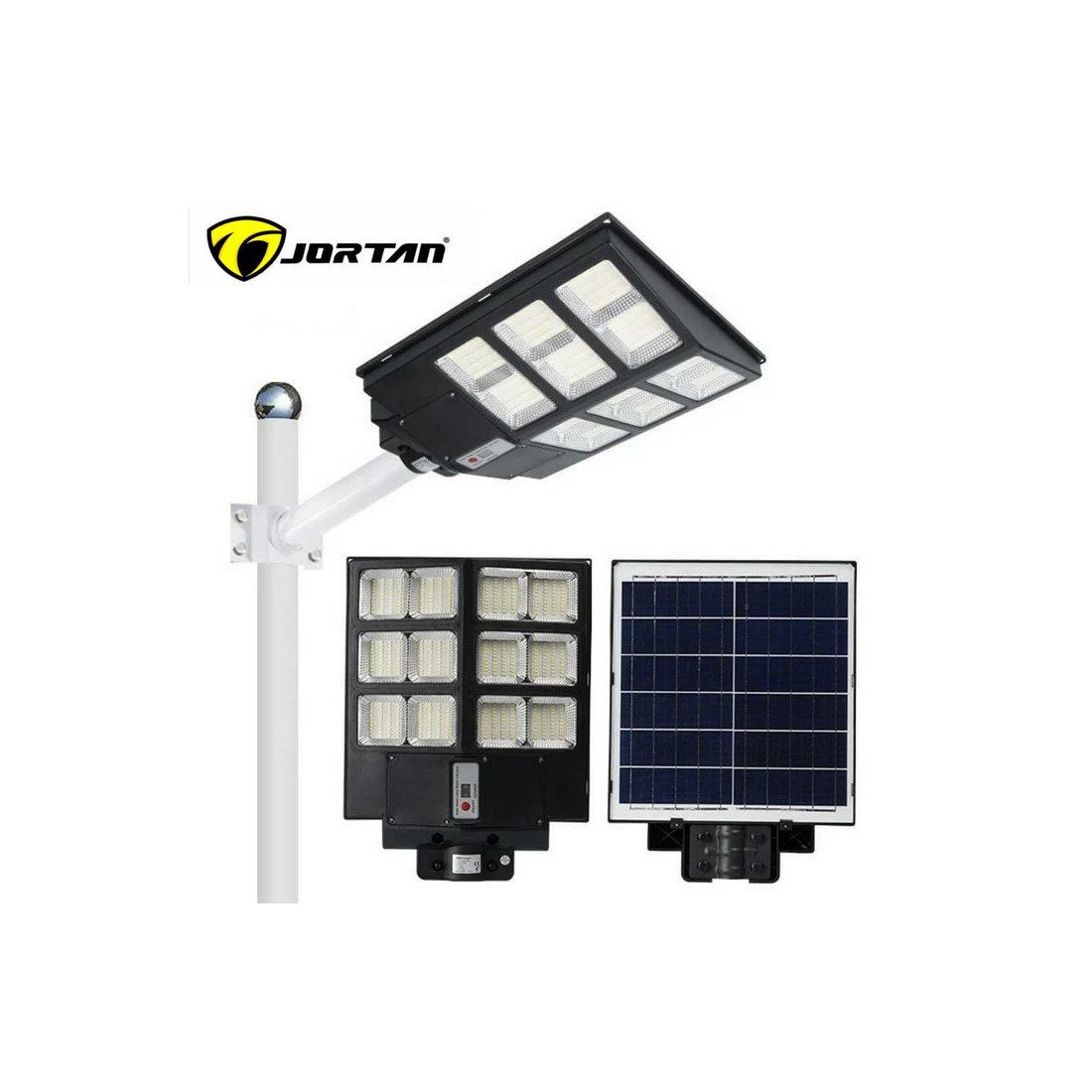 Lampa Solara Dubla Jortan 800W/1000W, 342 LED, Senzor Crepuscular, Telecomanda, Baterie 24000-30000mAh, Picior Metalic