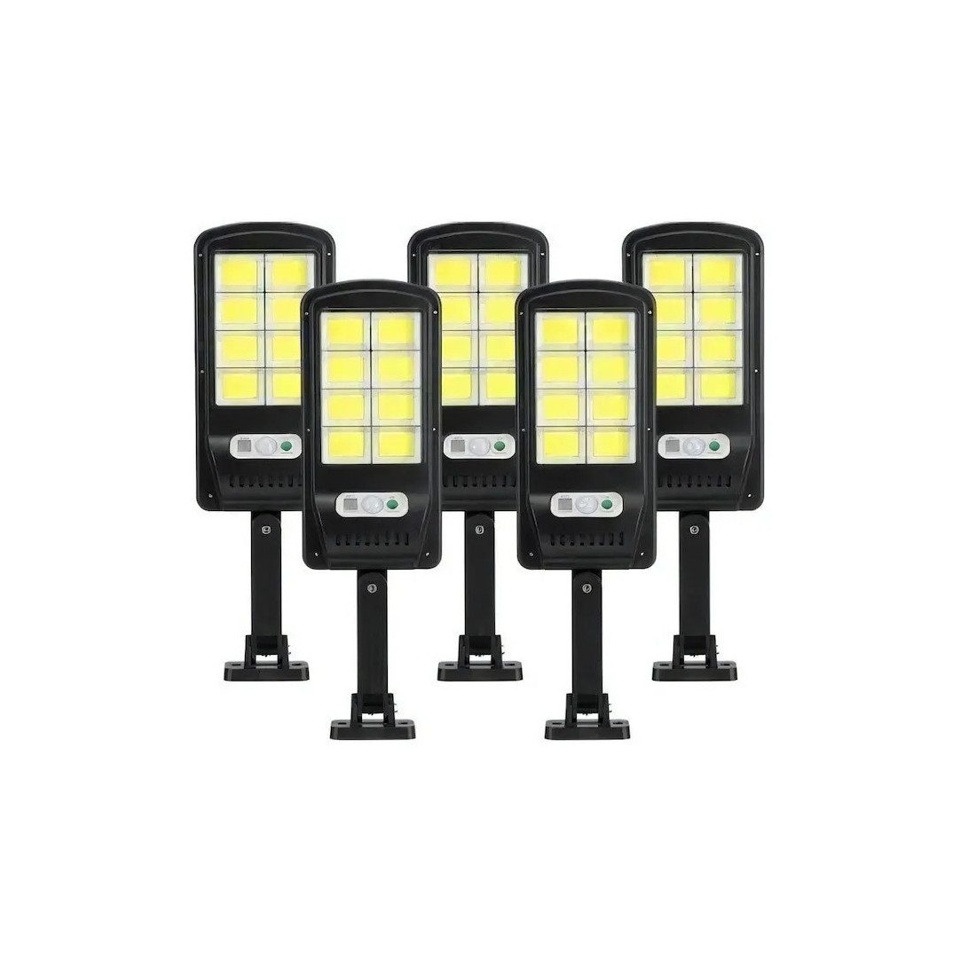 Set 5 x Lampa solara 8 celule, cu incarcare solara, 100W, 160 LED-uri COB, telecomanda