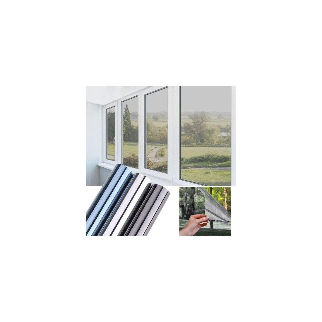 Folie protectie solara pentru geamuri interioare, cu efect de oglinda, UV, 60x300cm