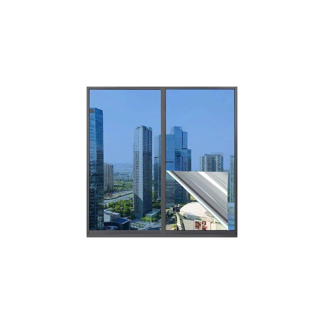 Folie protectie solara pentru geamuri interioare, cu efect de oglinda, UV, 60x300cm
