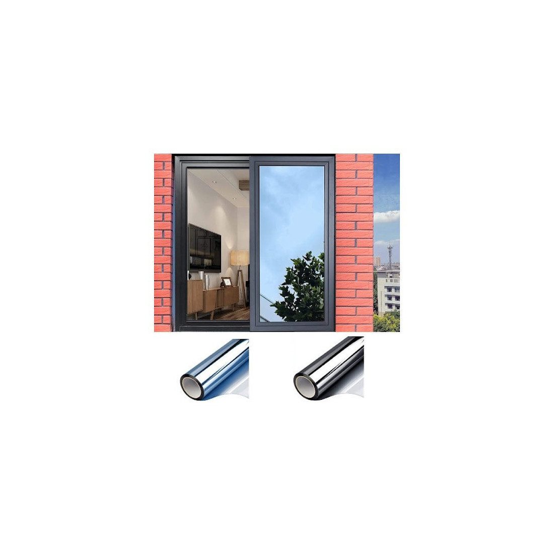 Folie protectie solara pentru geamuri interioare, cu efect de oglinda, UV, 60x300cm