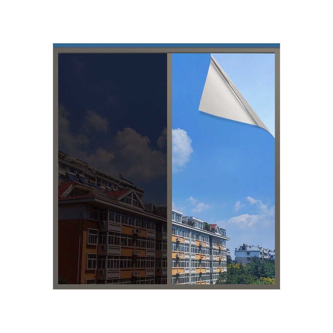 Folie protectie solara pentru geamuri interioare, cu efect de oglinda, UV, 60x300cm