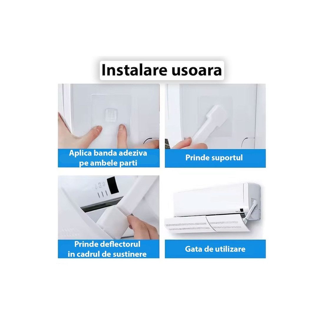 Deflector aer conditionat, reglabil 56-108 cm, prindere cu banda adeziva, compatibilitate universala