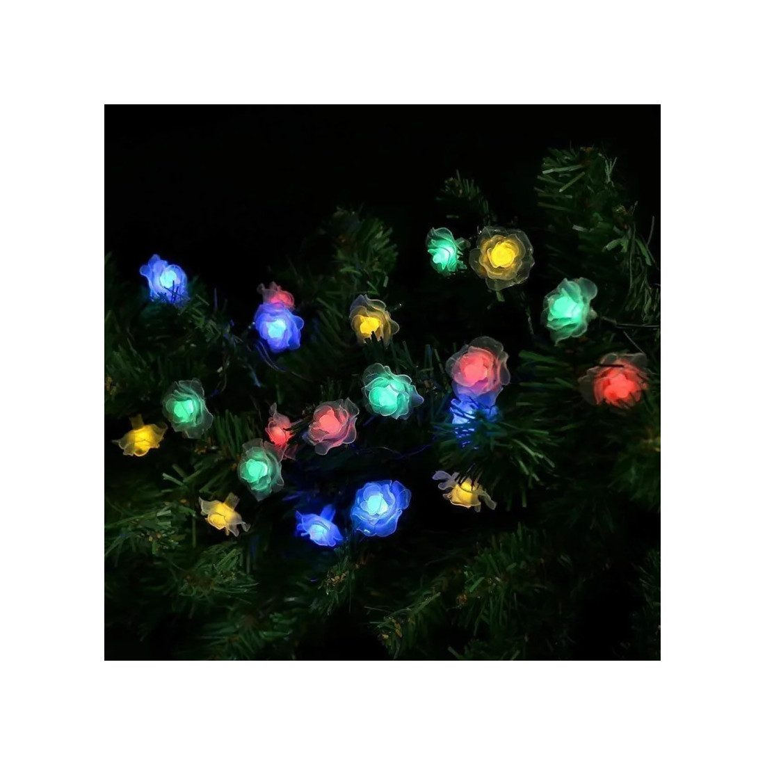 Instalatie solara 50 LED trandafiri, multicolor