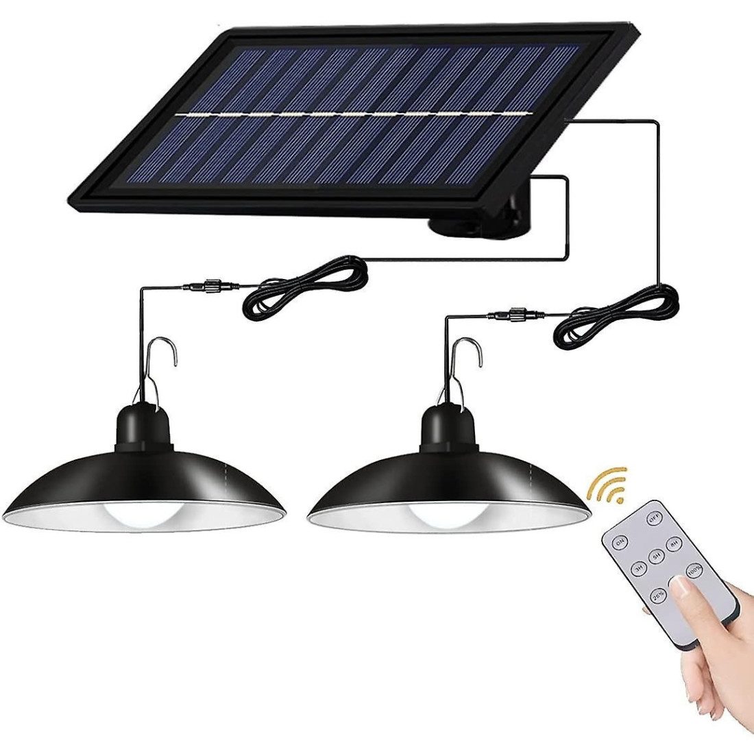 Set 2 Lampi solare cu LED si panou solar, cu telecomanda, IP65, lumina alba