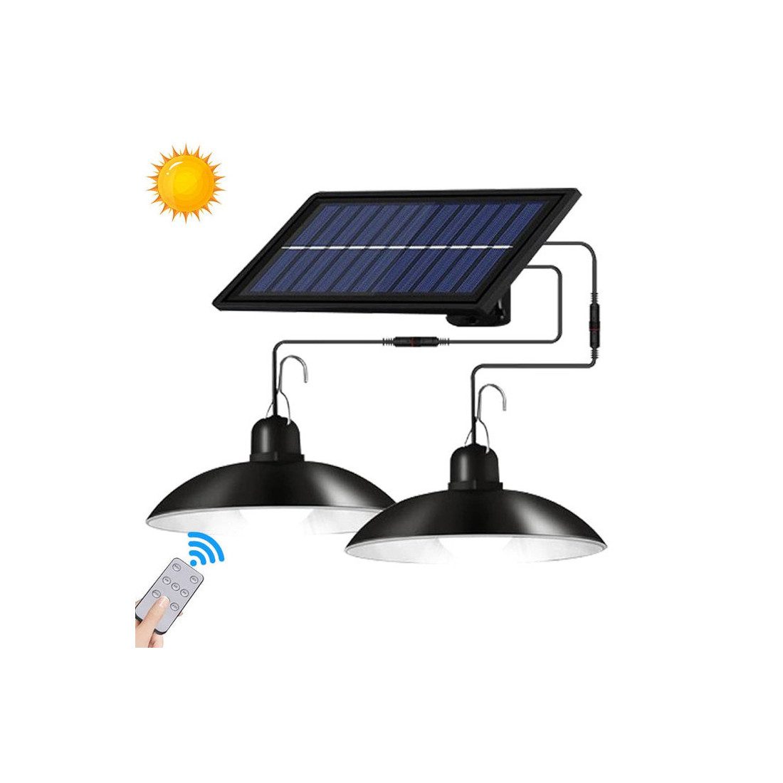 Set 2 Lampi solare cu LED si panou solar, cu telecomanda, IP66, lumina alba