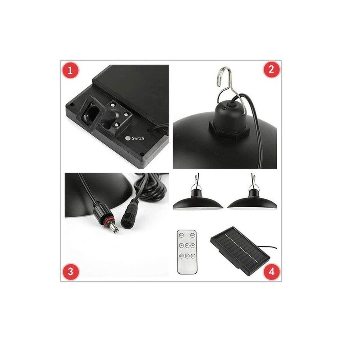 Set 2 Lampi solare cu LED si panou solar, cu telecomanda, IP66, lumina alba