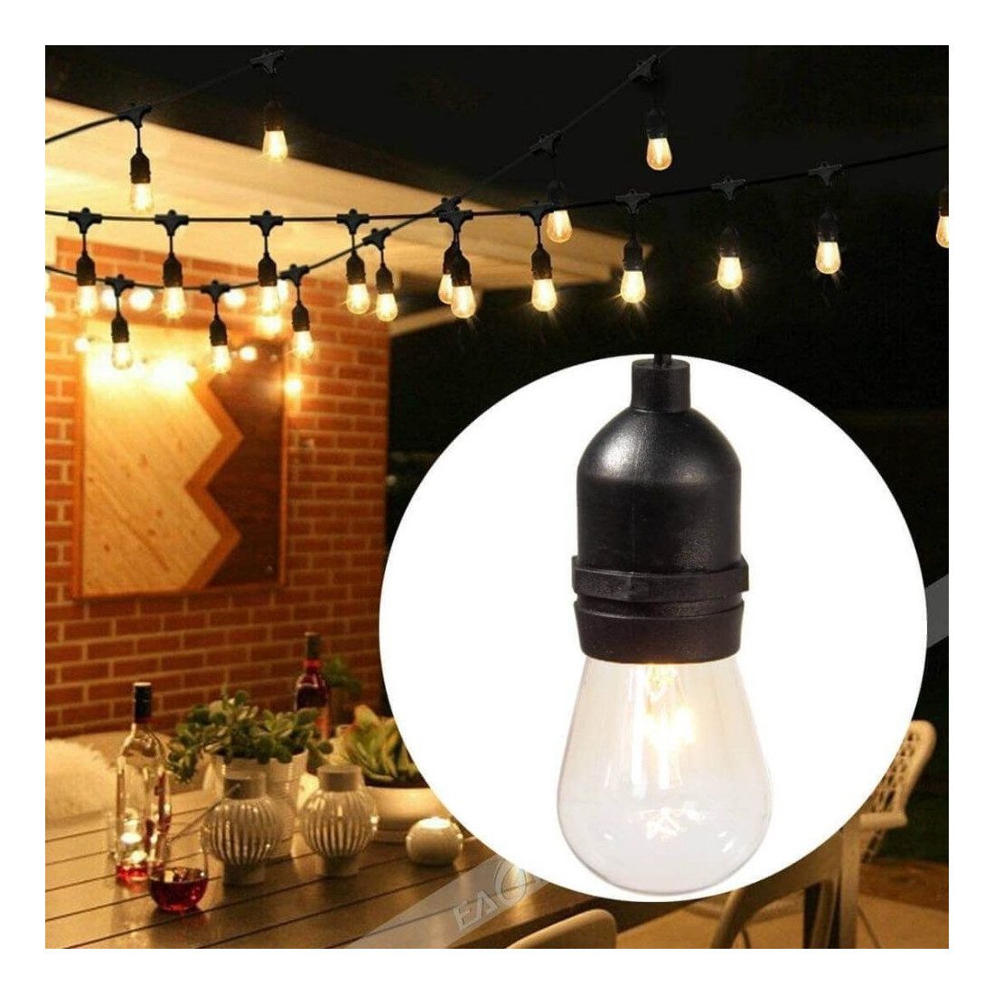 Ghirlanda Luminoasa, 10 Metri cu 10 Becuri, interconectabila, 2 filamente pe bec, 220V