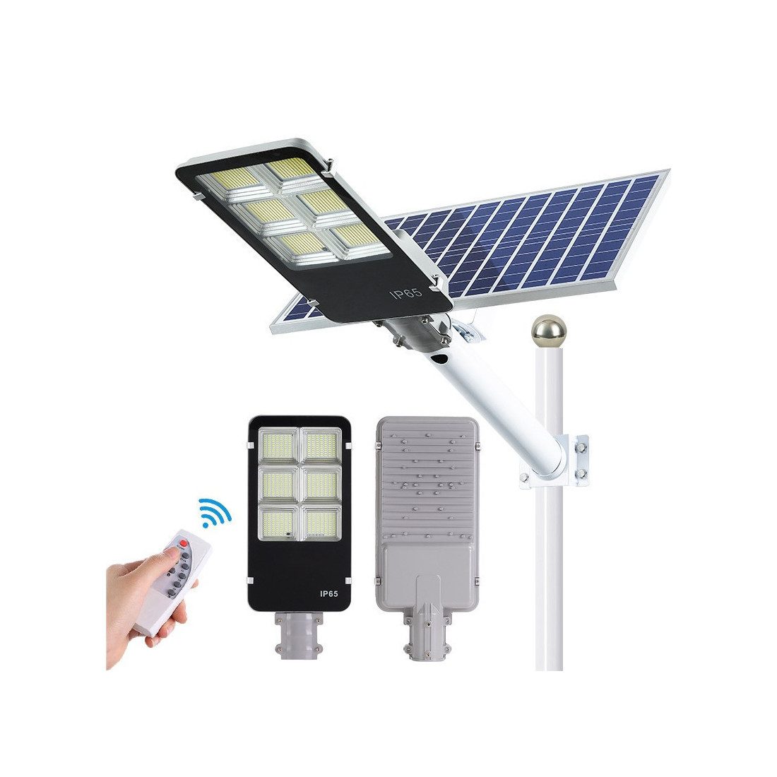 Lampă Stradală Solară LED Jortan 300W/400W, Panou Fotovoltaic, IP66, Telecomandă, Alb Rece 6500K