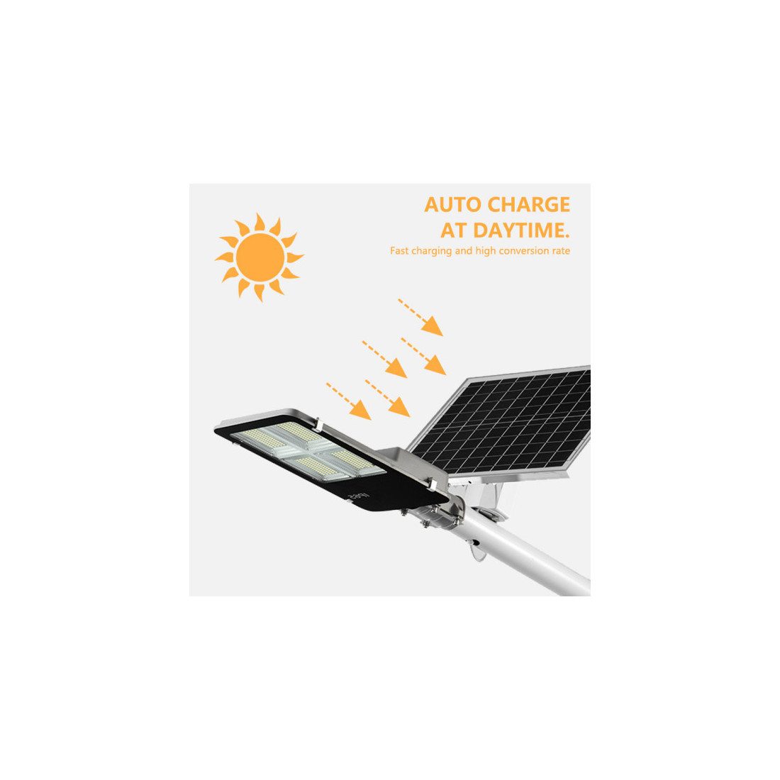 Lampă Stradală Solară LED Jortan 300W/400W, Panou Fotovoltaic, IP66, Telecomandă, Alb Rece 6500K