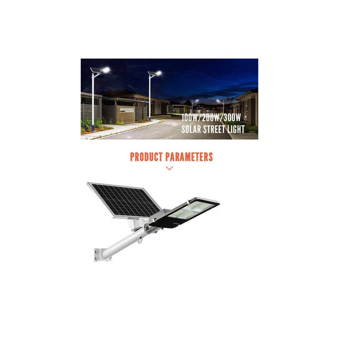 Lampă Stradală Solară LED Jortan 300W/400W, Panou Fotovoltaic, IP66, Telecomandă, Alb Rece 6500K