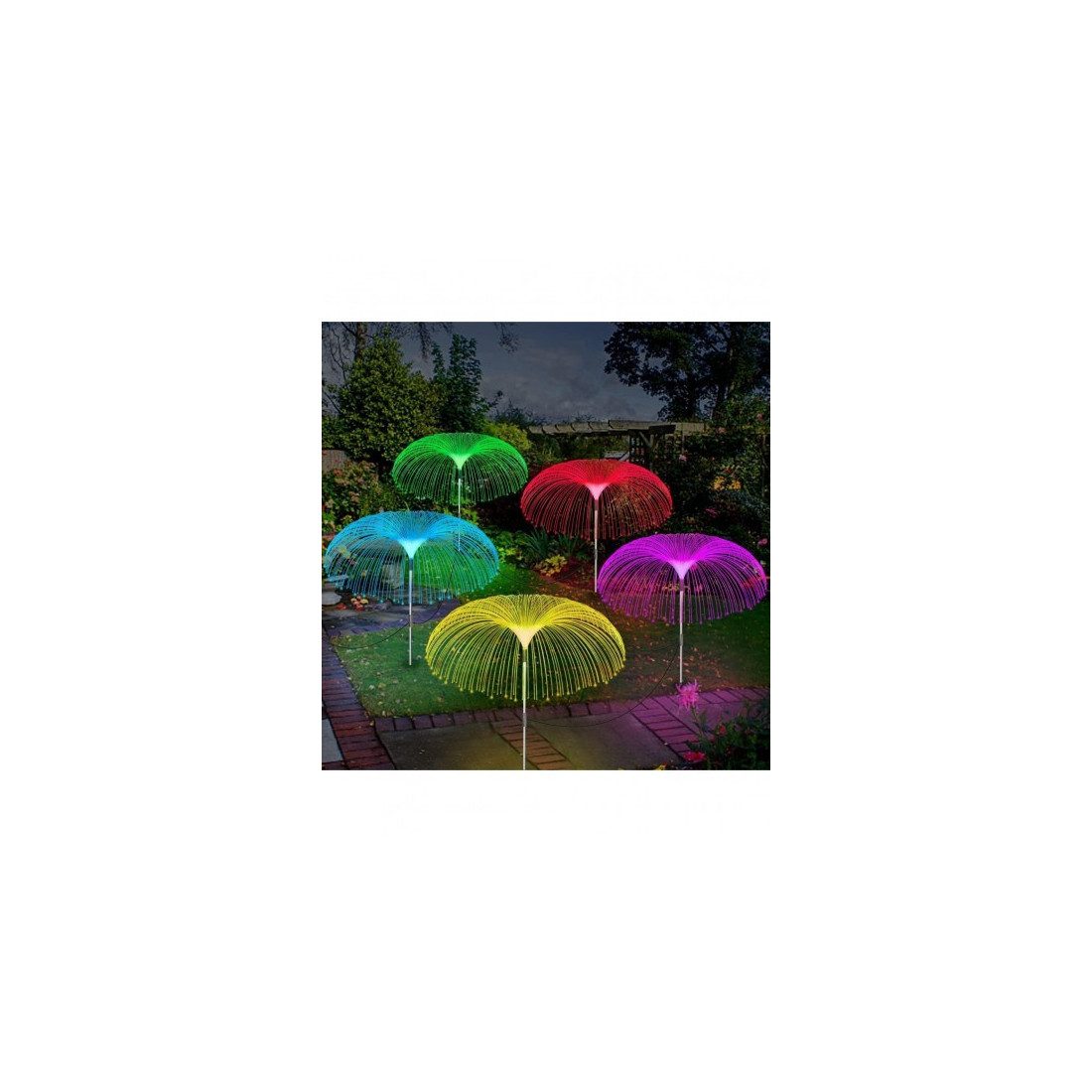 Set 2 x Lampa solara tip meduza cu fibra optica LED RGB