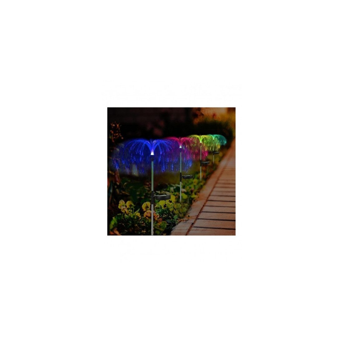Set 2 x Lampa solara tip meduza cu fibra optica LED RGB