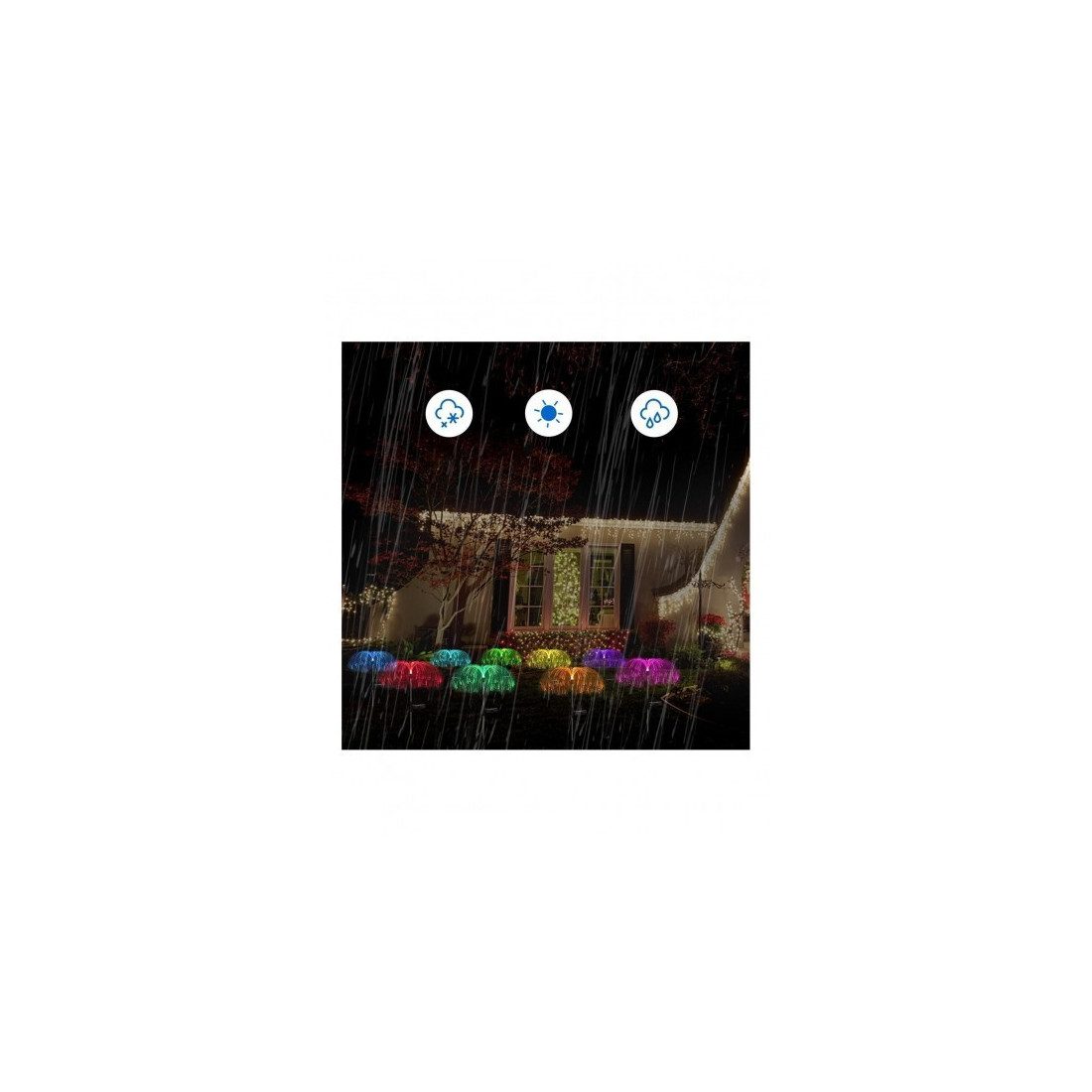 Set 2 x Lampa solara tip meduza cu fibra optica LED RGB