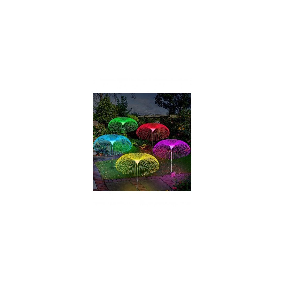 Set 2 x Lampa solara tip meduza cu fibra optica LED RGB