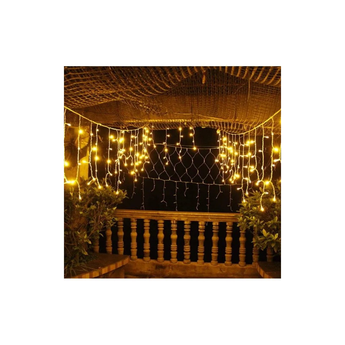Instalatie premium tip franjuri/turturi cu flash, 23.5m, 500led-uri, exterior, fir alb gros, interconectabila