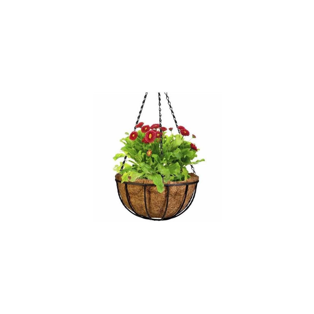 Suport pentru ghiveci cu lant, rotund, Otel, Fibra Cocos, 30x14cm