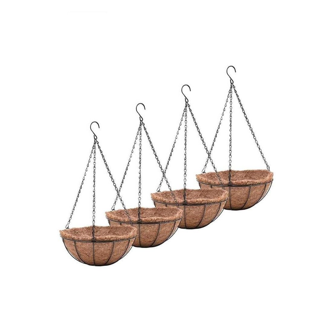 Suport pentru ghiveci cu lant, rotund, Otel, Fibra Cocos, 30x14cm