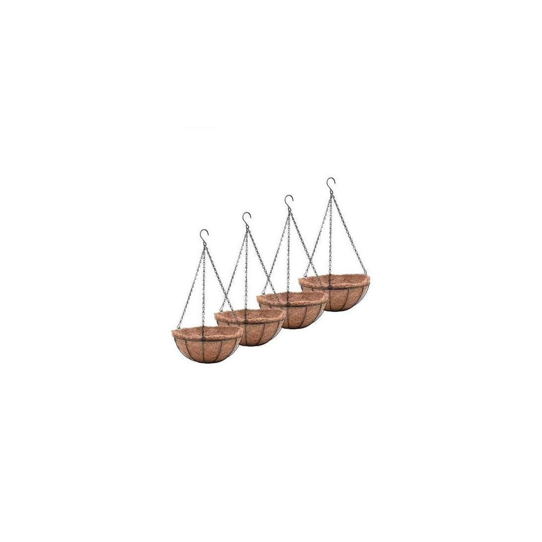 Suport pentru ghiveci cu lant, rotund, Otel, Fibra Cocos, 30x14cm