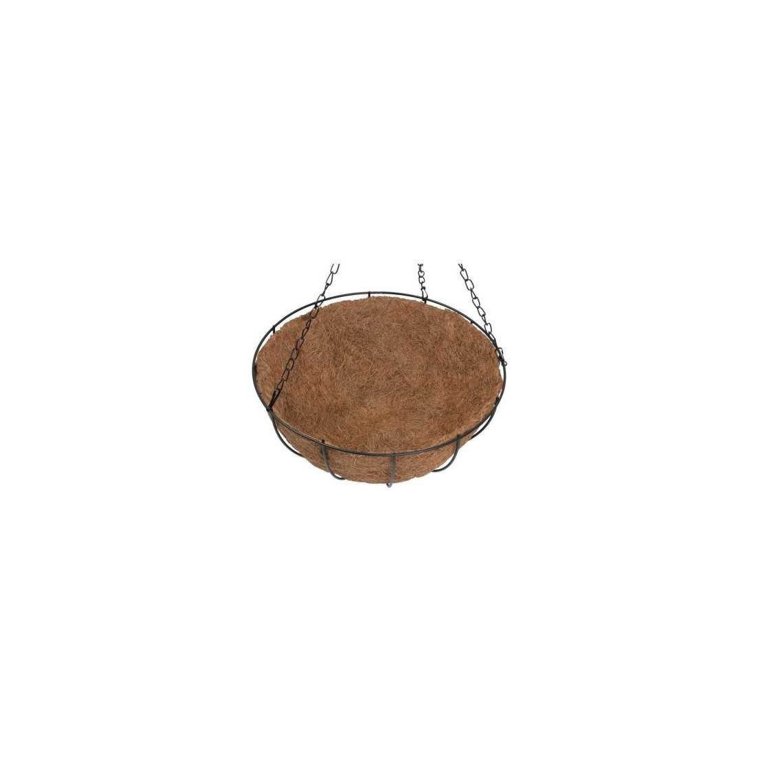Suport pentru ghiveci cu lant, rotund, Otel, Fibra Cocos, 30x14cm