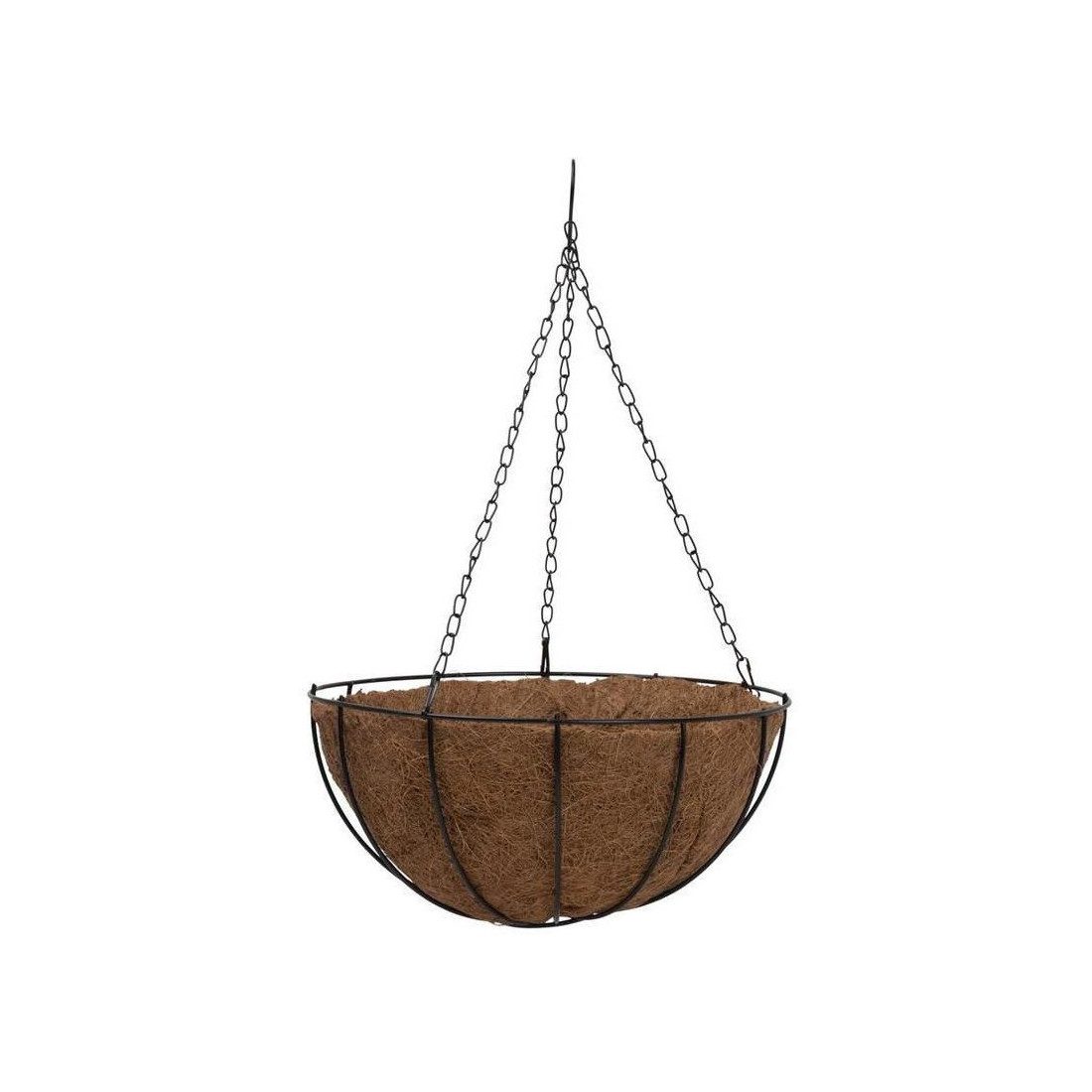 Suport pentru ghiveci cu lant, rotund, Otel, Fibra Cocos, 30x14cm