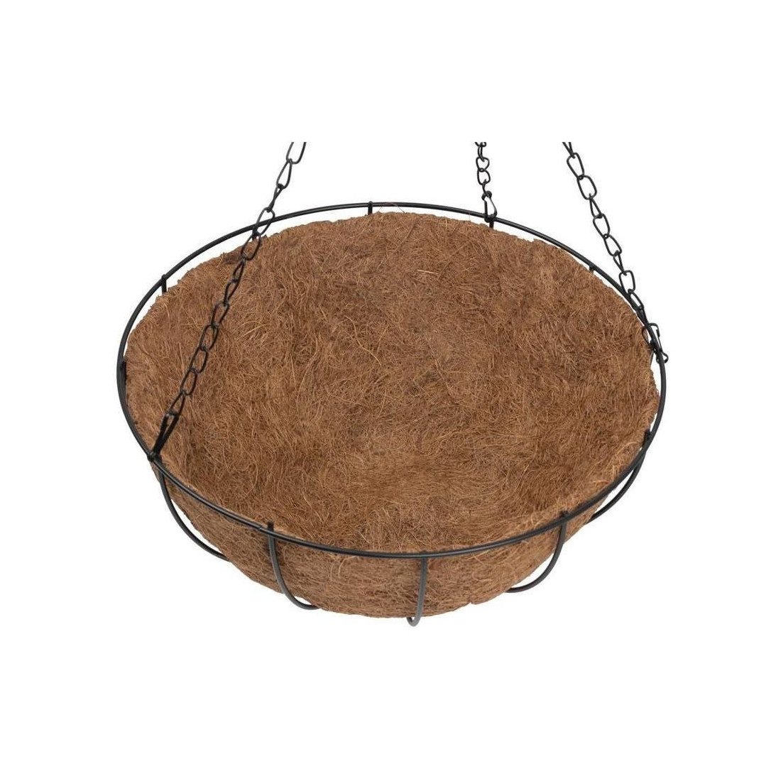Suport pentru ghiveci cu lant, rotund, Otel, Fibra Cocos, 30x14cm
