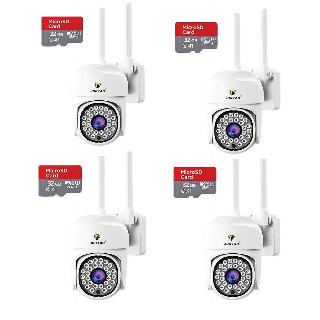 Set 4 camere supraveghere Jortan JT-8161QJ, 2MP, Full HD, WiFi, 360°, 1920x1080P, senzor mișcare, night vision, audio+Card 32 Gb