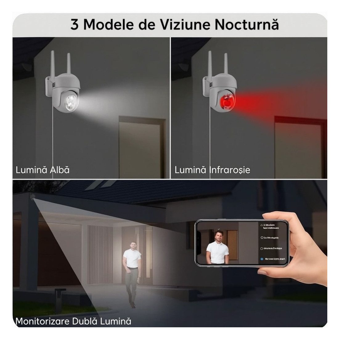 Set 4 camere supraveghere Jortan JT-8161QJ, 2MP, Full HD, WiFi, 360°, 1920x1080P, senzor mișcare, night vision, audio+Card 32 Gb