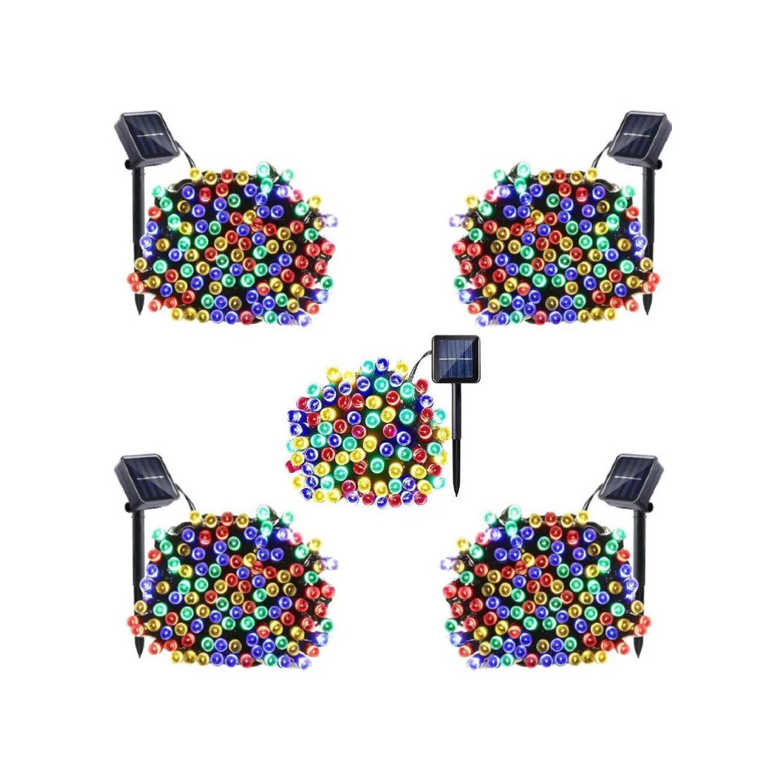 Set 5 x instalatie solara 100 LED, culoare multicolor