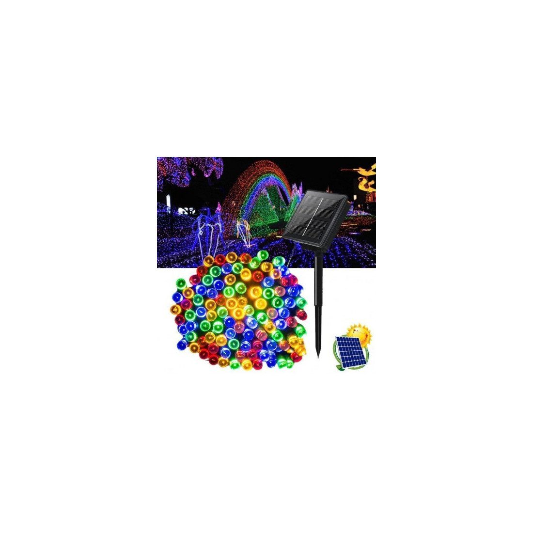 Set 5 x instalatie solara 100 LED, culoare multicolor