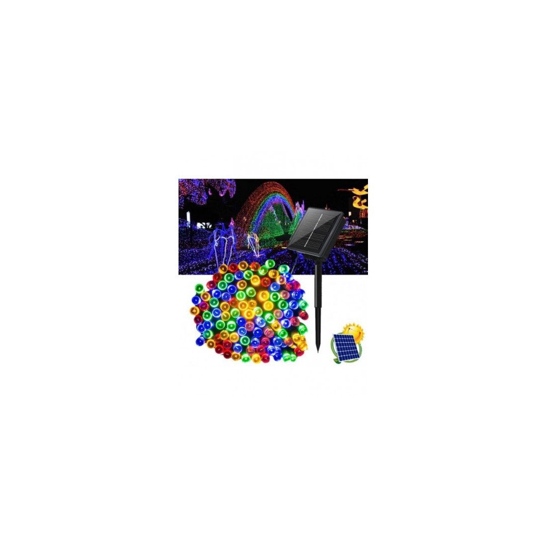 Set 5 x instalatie solara 100 LED, culoare multicolor