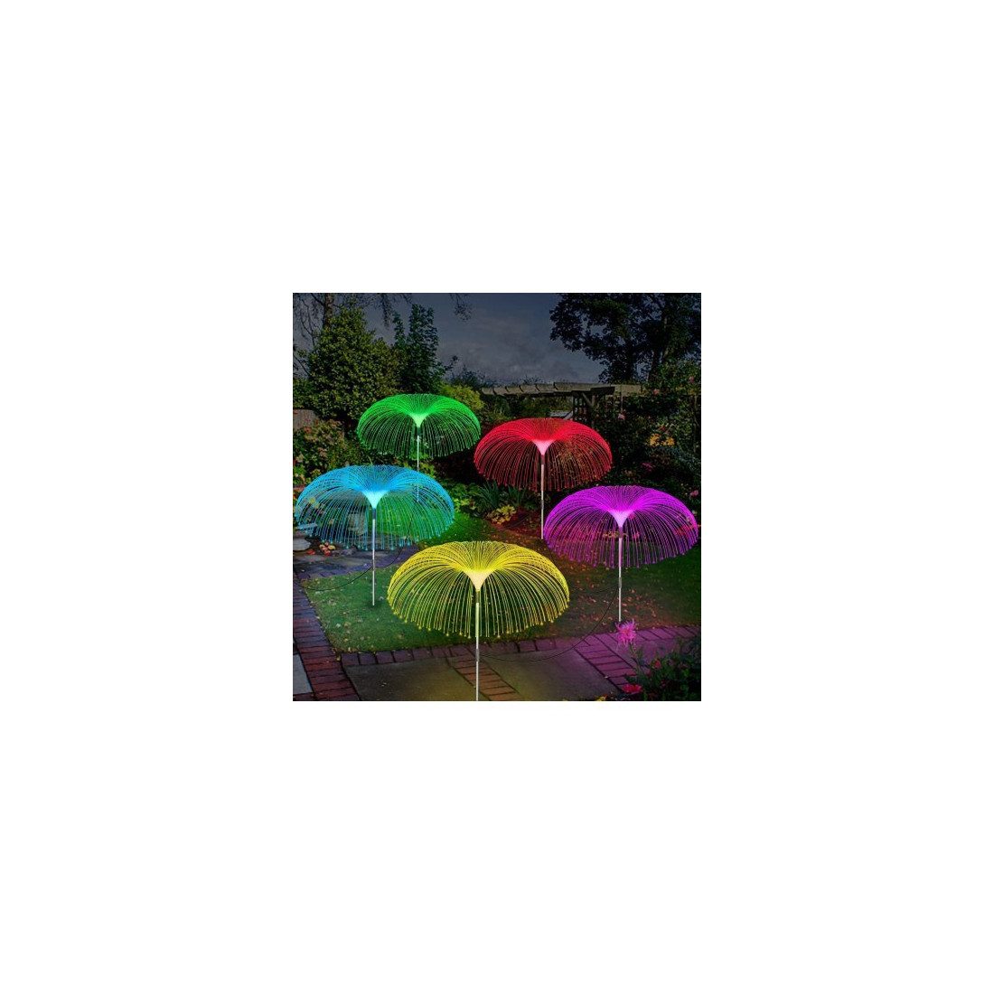 Set 4 x Lampa solara tip meduza cu fibra optica LED RGB